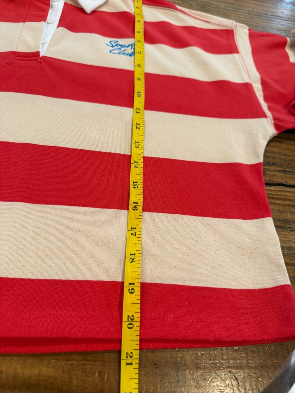 Wild Fable Sports Club Striped Red & Ivory Rugby Shirt Crop Long Sleeve XS NWT - Picture 8 of 9